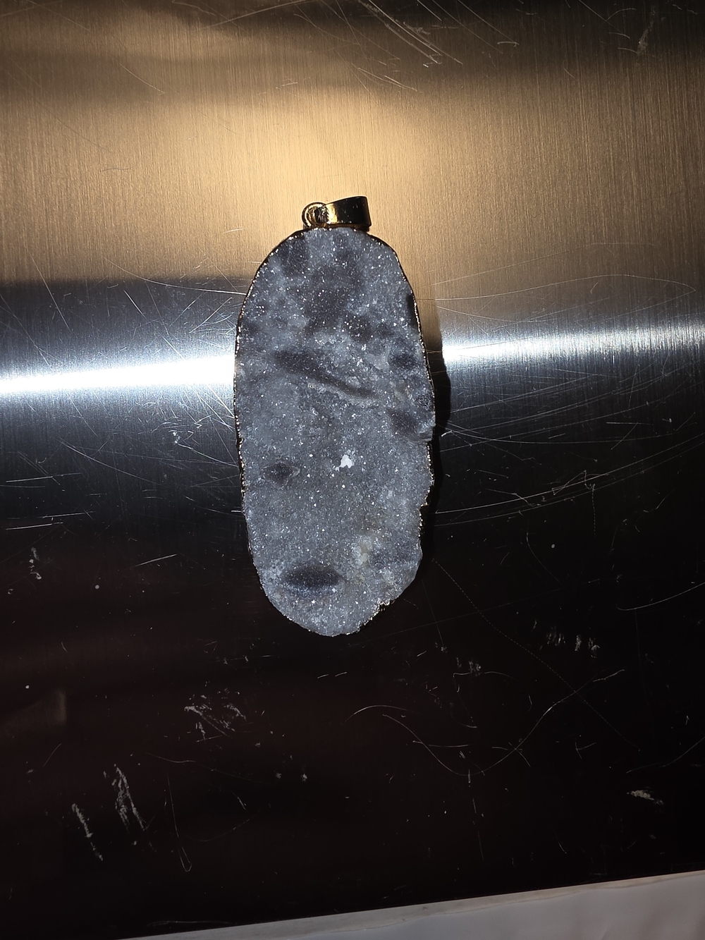 Gray Druzy Pendant Necklace - Unbranded
